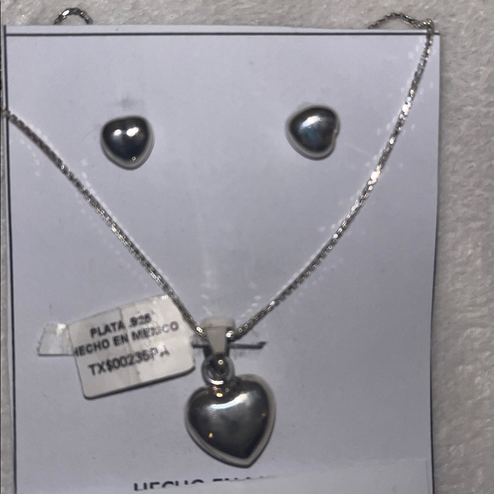 Sterling Silver Heart Necklace Set